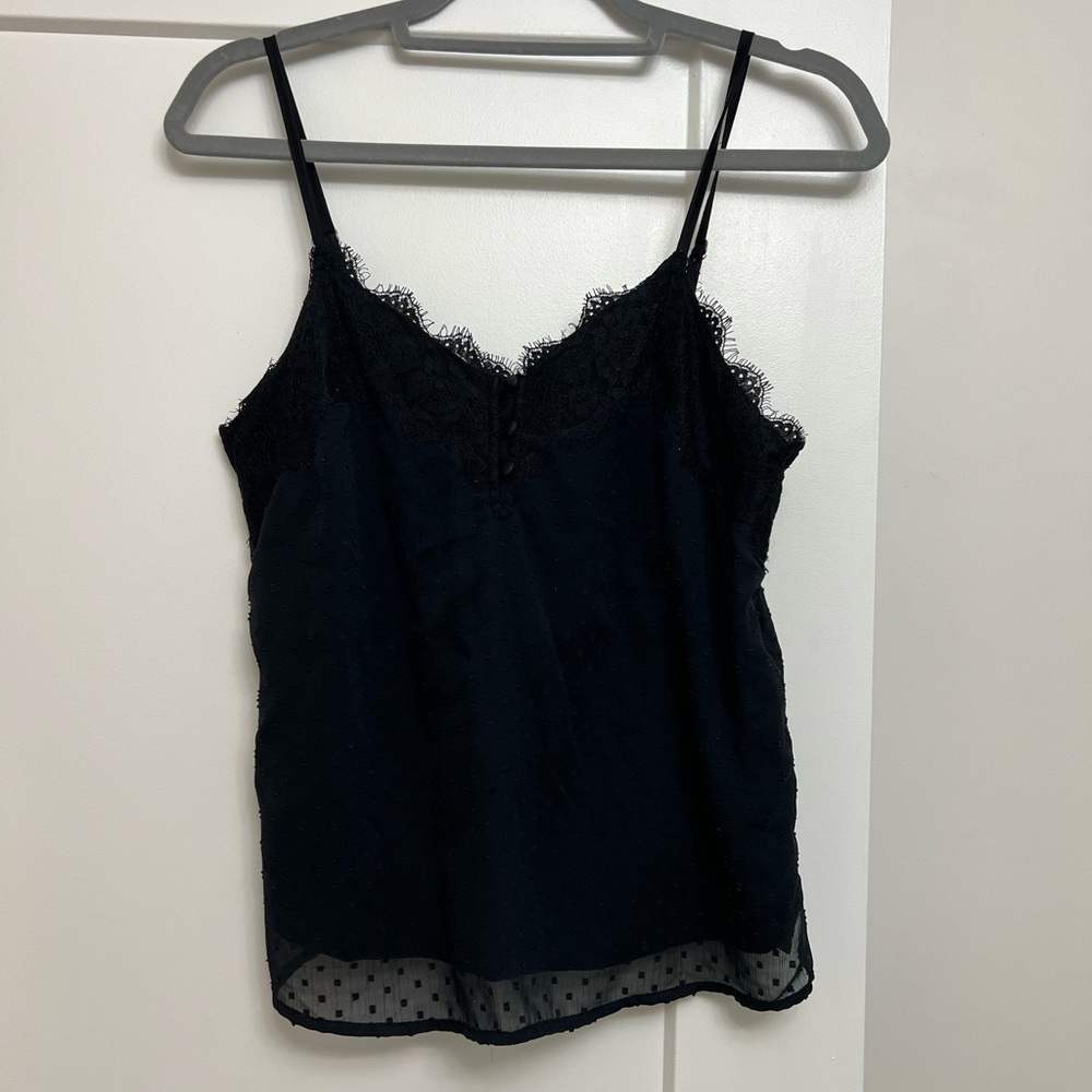 Abercrombie Lace Trim Tank Top (Black)